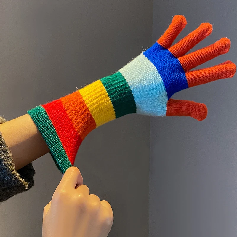 Autumn Gloves Plus Fleece Men's and Women's Fashion Jacquard Reverse Stitch Pineapple Winter Warm Glove Knitted Fingerless Glove