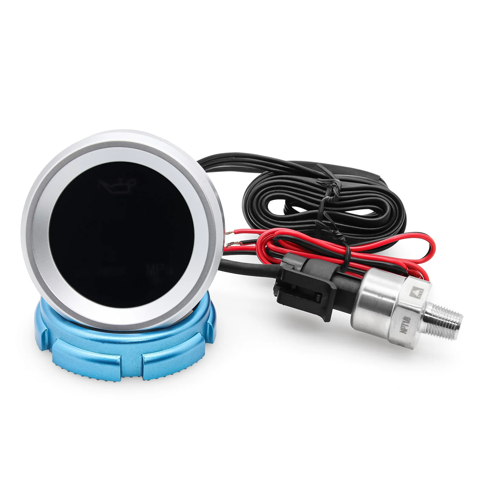 2" 52mm Oil Pressure Gauge without Sensor Red LED Digital Oil Pressure Meter with Alarm 0~1Mpa for Car Boat 12V24V custom