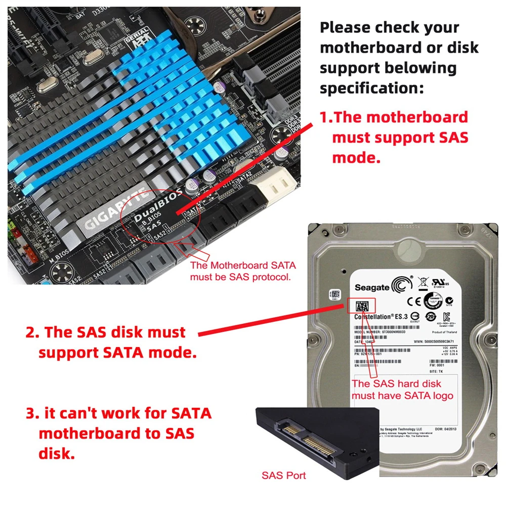 SFF-8482 SAS 29 Pin to SATA 22Pin Hard Disk Drive Raid Extension Cable with 15 Pin SATA Power Port