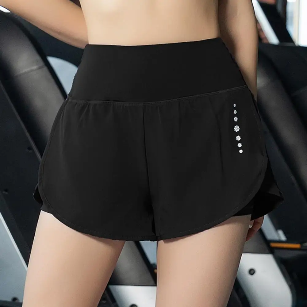 Moisture Wicking Women Running Shorts Fake Two Piece Womenswear Chic Summer Ladies Workout Short Pants Trousers