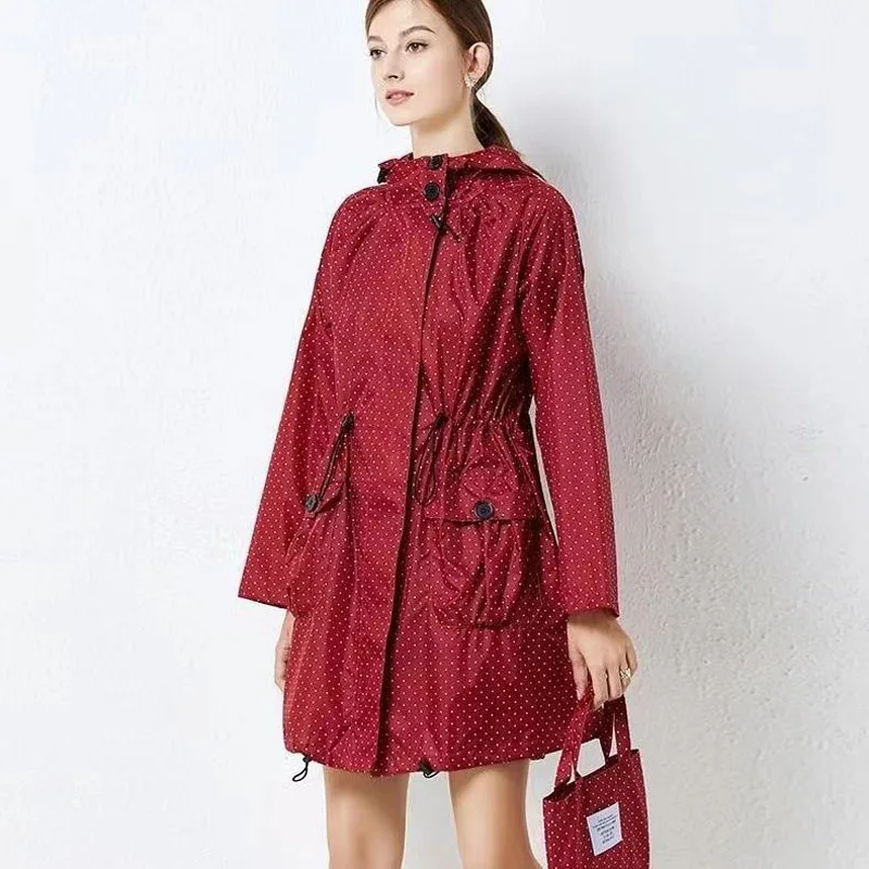 Fashion Women Hiking Raincoat Laydies Dress Style Lightweight Biker Rain Coat Ponch Waterproof Men Rainwear Windproof Jacket