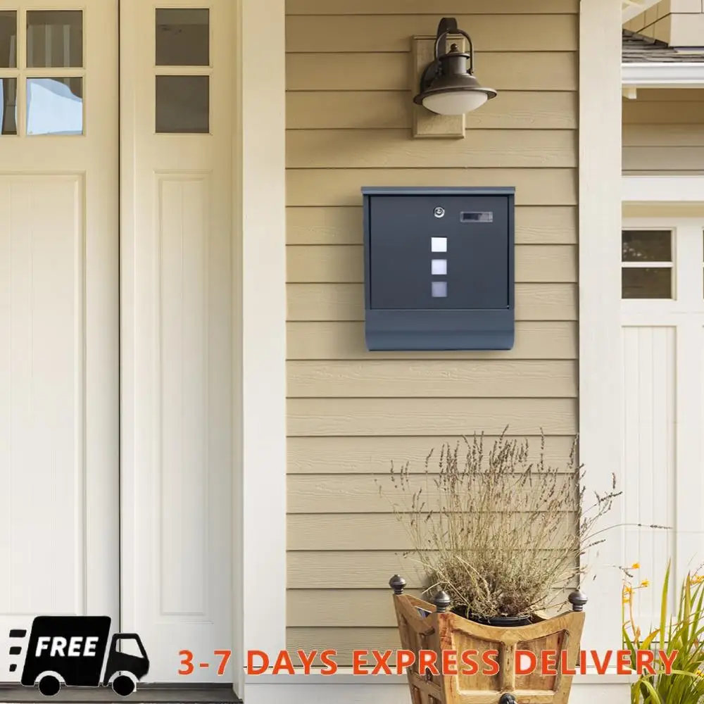 Residential Mailbox with Secure Key Lock Outdoor Home Mailbox Large Capacity Heavy Duty Mailbox for Home Garden Service