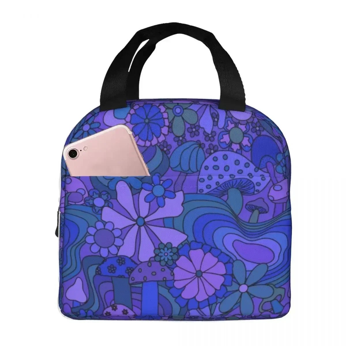 Mushroom Garden Lunch Bag Waterproof Insulated Oxford Cooler Bag Flower Floral Thermal Food School Lunch Box