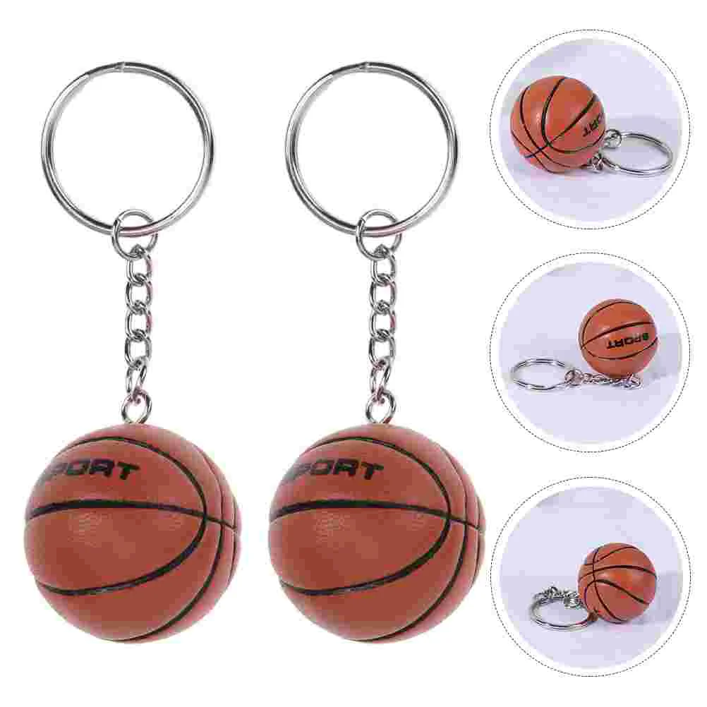2 Pcs Mini Basketball Simulation Pendant Keychain Handbag Child Backpack Charm Keychains