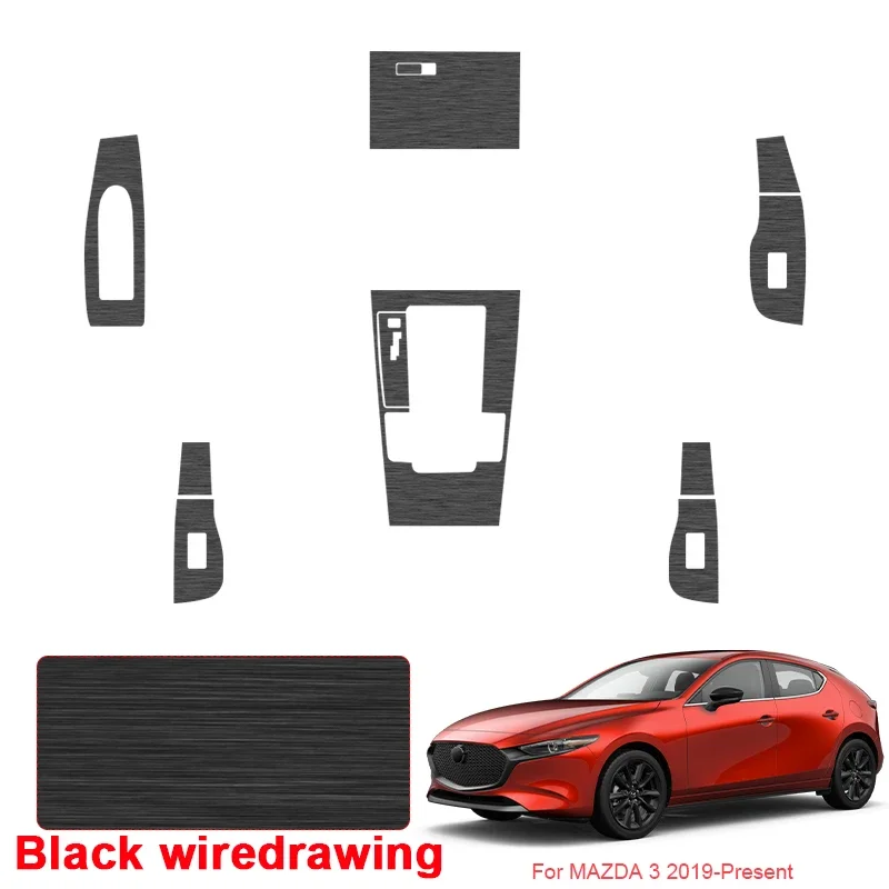 

Автомобильная карбоновая черная внутренняя наклейка для MAZDA 3 2019-настоящее время, LHD подъемная оконная панель, наклейка, защитная пленка для внутренней двери