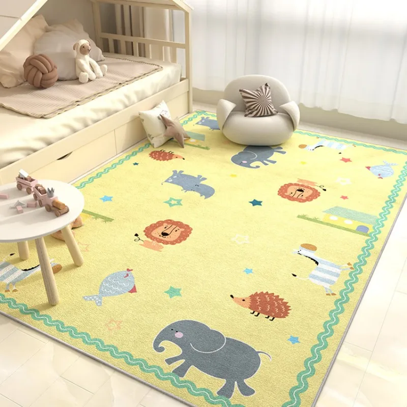 Alfombra antideslizante de dibujos animados para decoración de dormitorio de niños, alfombras nórdicas para sala de estar, alfombra lavable para el