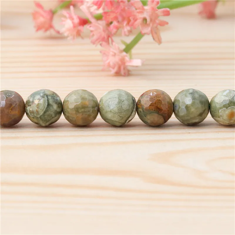 Natural Stone  Larimar Pink Opal Green Garnet Moonstone Agate Round Faceted Beads Size 8MM For Jewelry Making Diy Bracelet