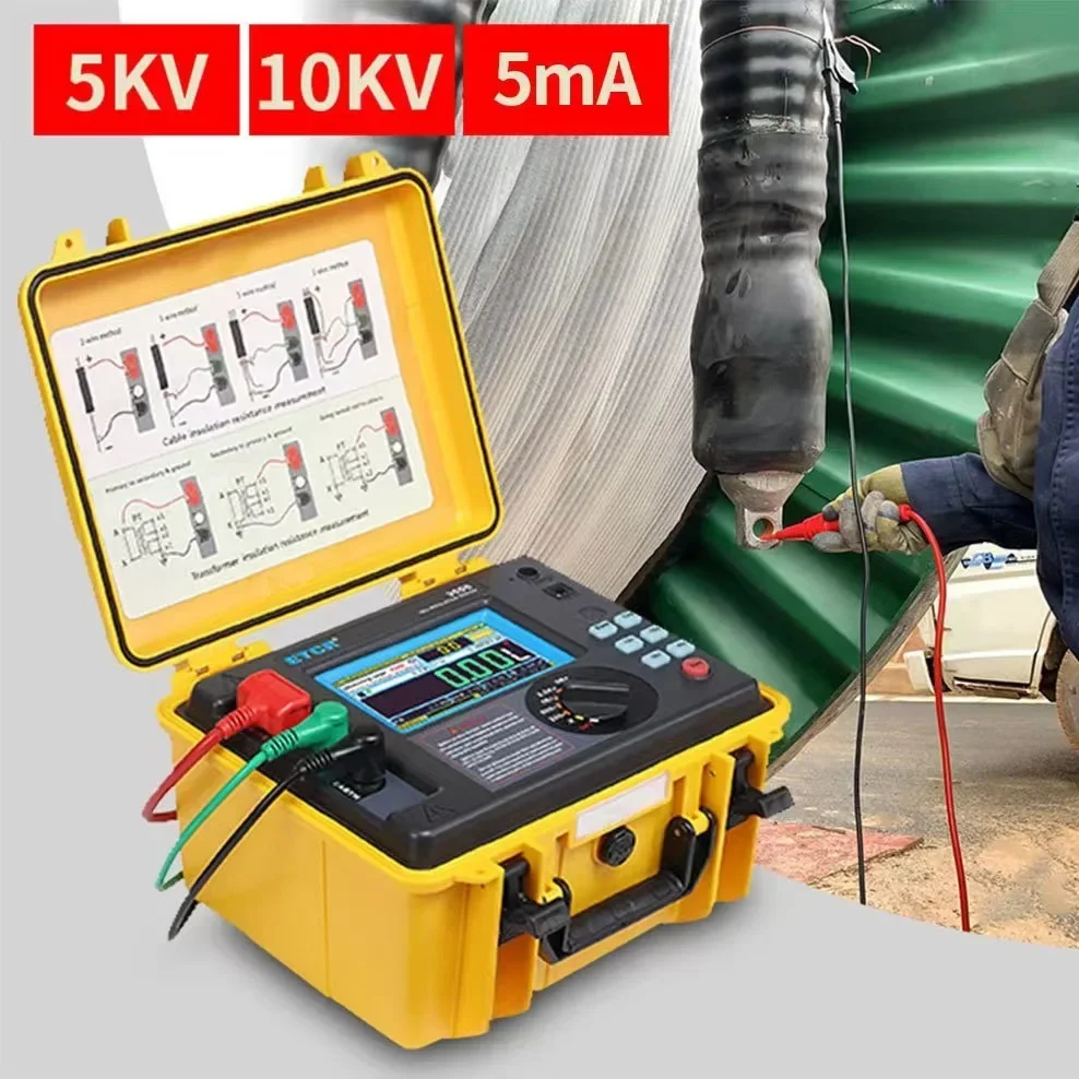 ETCR3500 ETCR3500B High Voltage Insulation Resistance Tester 5KV 10KV 5TΩ Digital Earth Resistance Multimeter RAMP FR DAR Mode