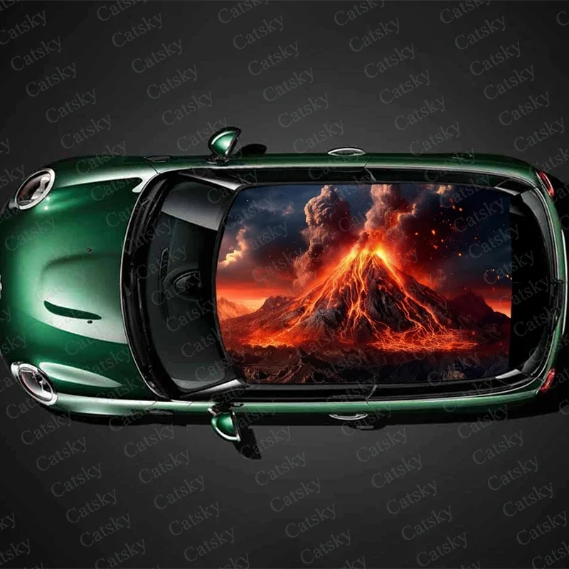 

Volcano Erupting Design Car Roof Sticker Wrap Racing SUV Accessories Packaging Painted PVC Custom Car Graphic Decal