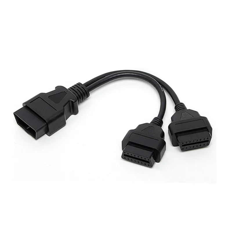 Obd2 16 دبوس تمديد كابلات 30 سنتيمتر ذكر إلى ثنائي أنثى Y الفاصل obd 16pin كابل 1-2 obd موصل محول