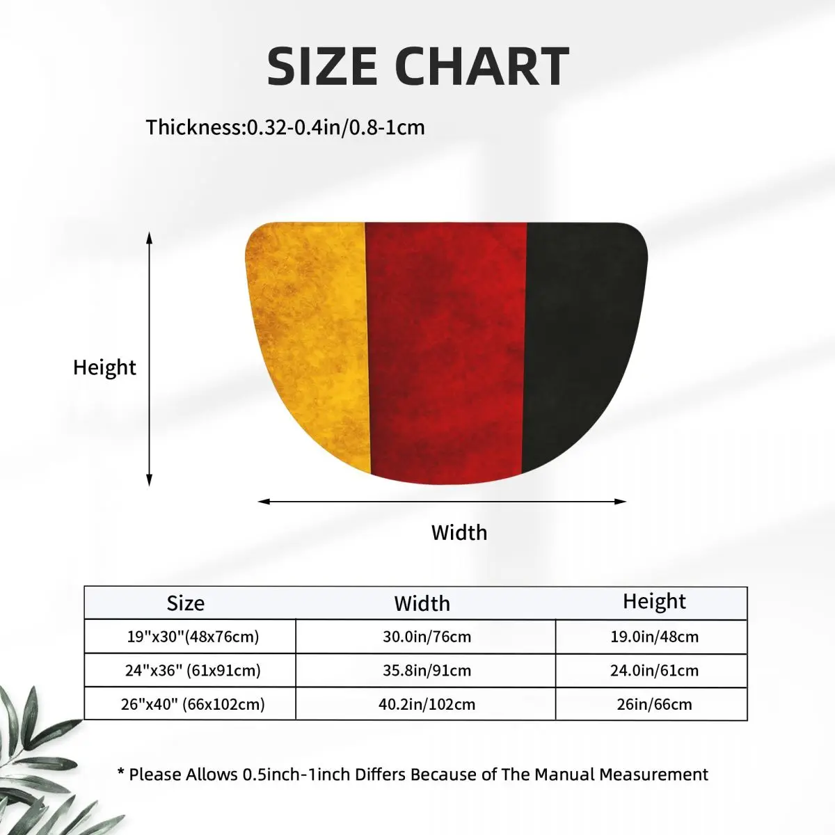 Germany German Flag Texture Soft Flannel Half Round Doormat Non Slip Bathroom Mat Absorbent Floor Carpet for Home Bedroom