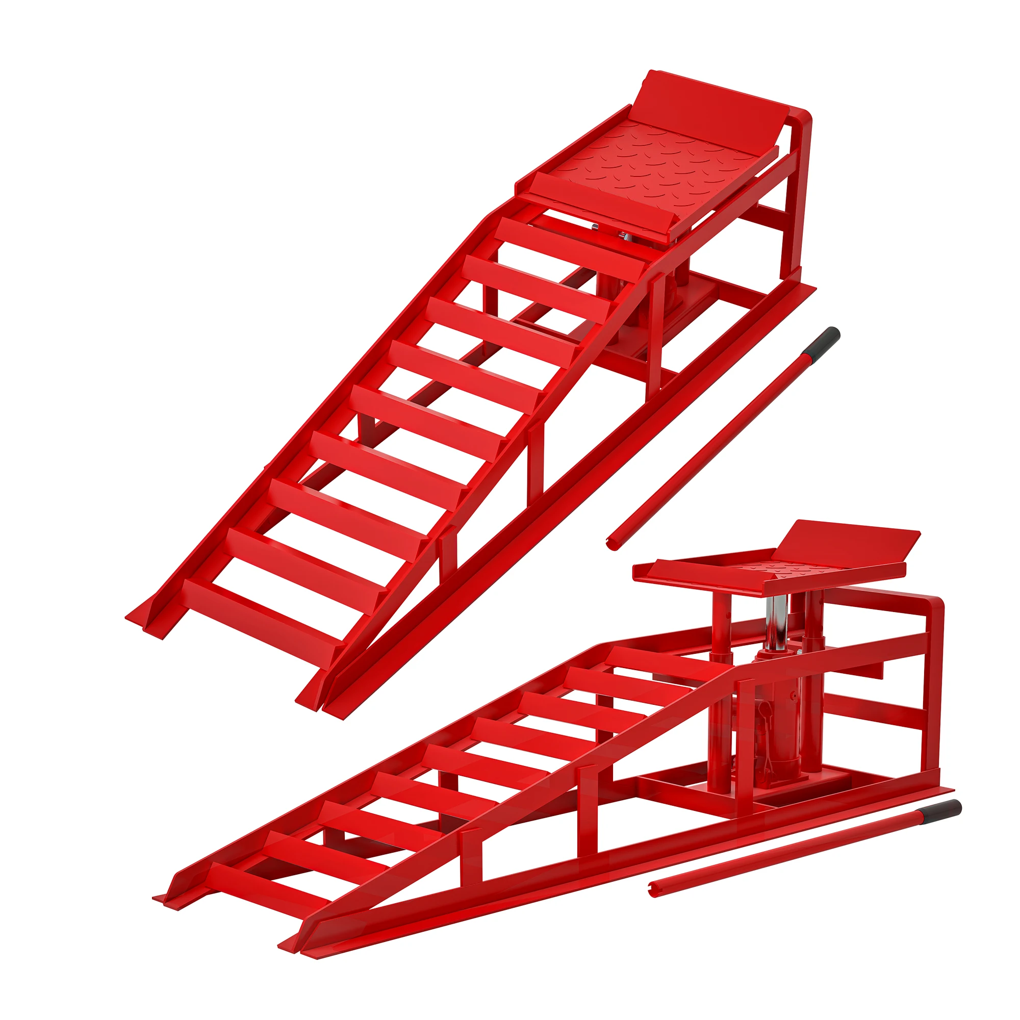 LZBEITEM 2 Pack Hydraulic Car Ramps 5T 11000lbs Low Profile Car Lift Service Ramps Truck Trailer Garage