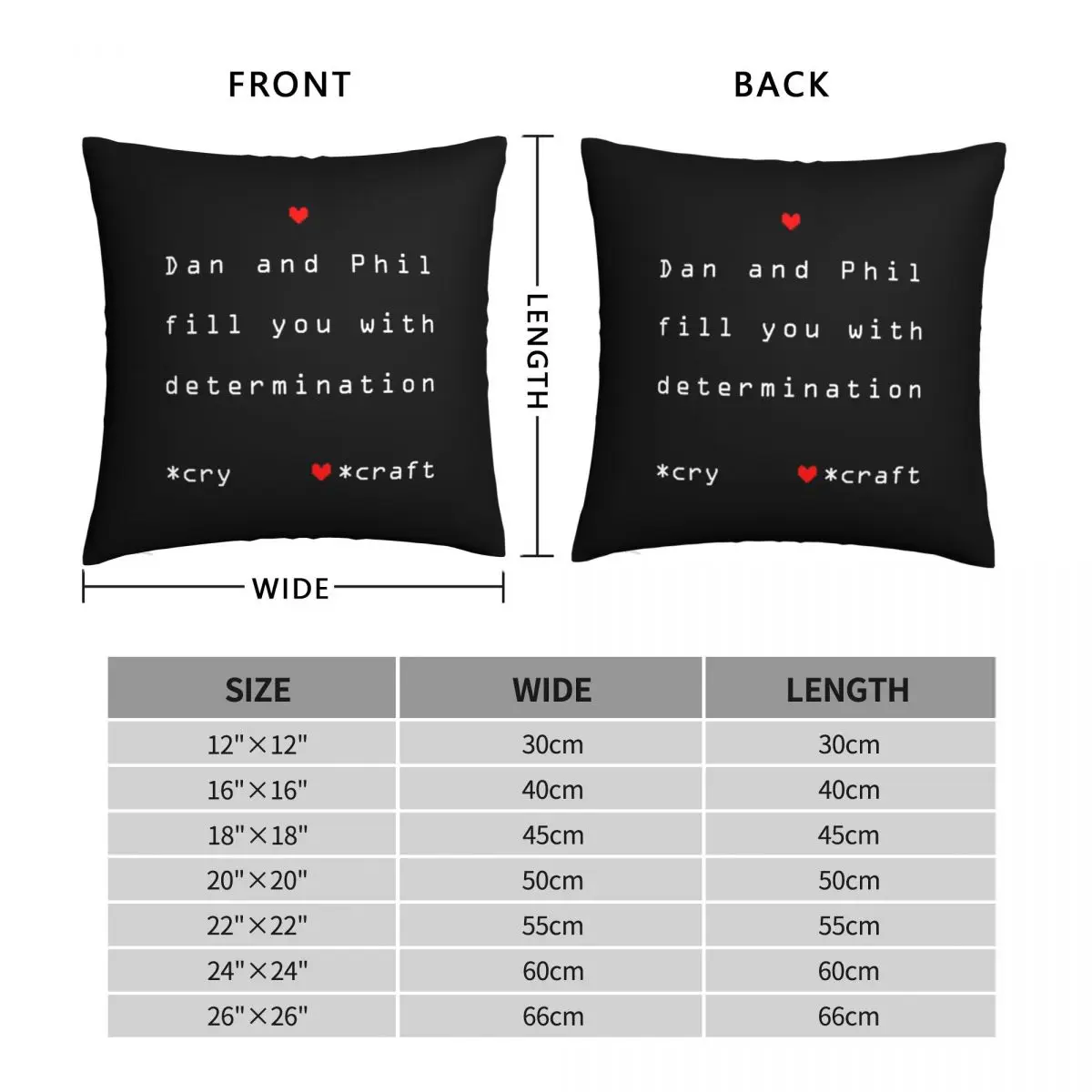 Dan And Phil Undertale Pillowcase Polyester Linen Velvet Creative Zip Decor Pillow Case Home Cushion Cover