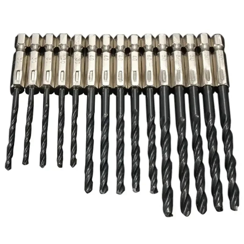 Shank 15pcs Nitrogen Black Drills Bits Hex High Speed Steel 5mm 3mm 4mm Set Useful Practical Replacement 2018 NEW