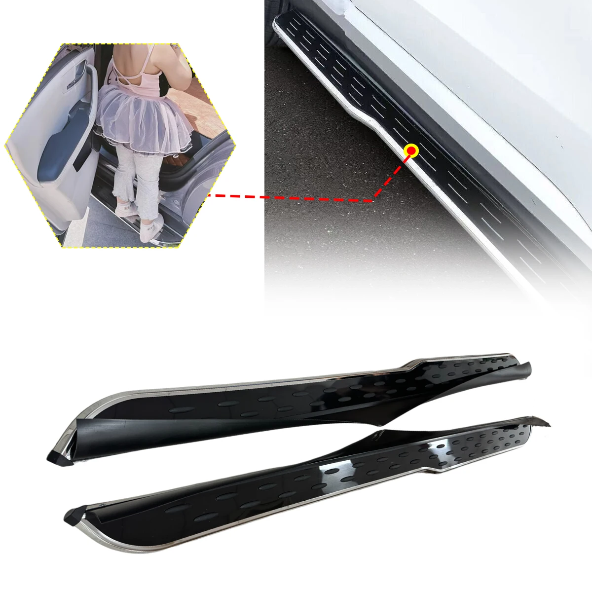 

2PCS Side Step fits for Hyundai Santa Cruz 2022 2023 2024 2025 Running Board Nerf Bars Stairs Aluminium Pedal