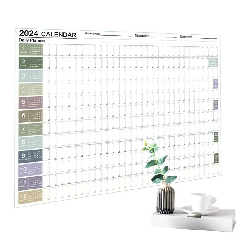 Thick Paper Wall Calendar, Calendários mensais, 29x0 Polegada, 12 Mês, dezembro a dezembro 2024, 2024