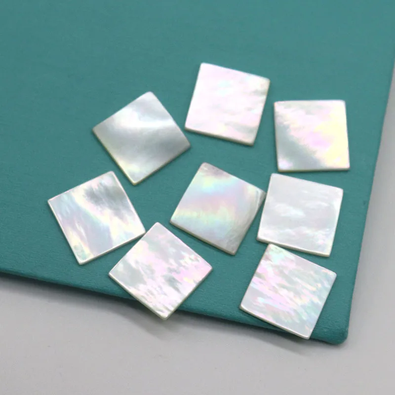 100PCS/Lot Natural White Mother Of Pearl Shell Square Sheets 6mm To 14mm Width MOP