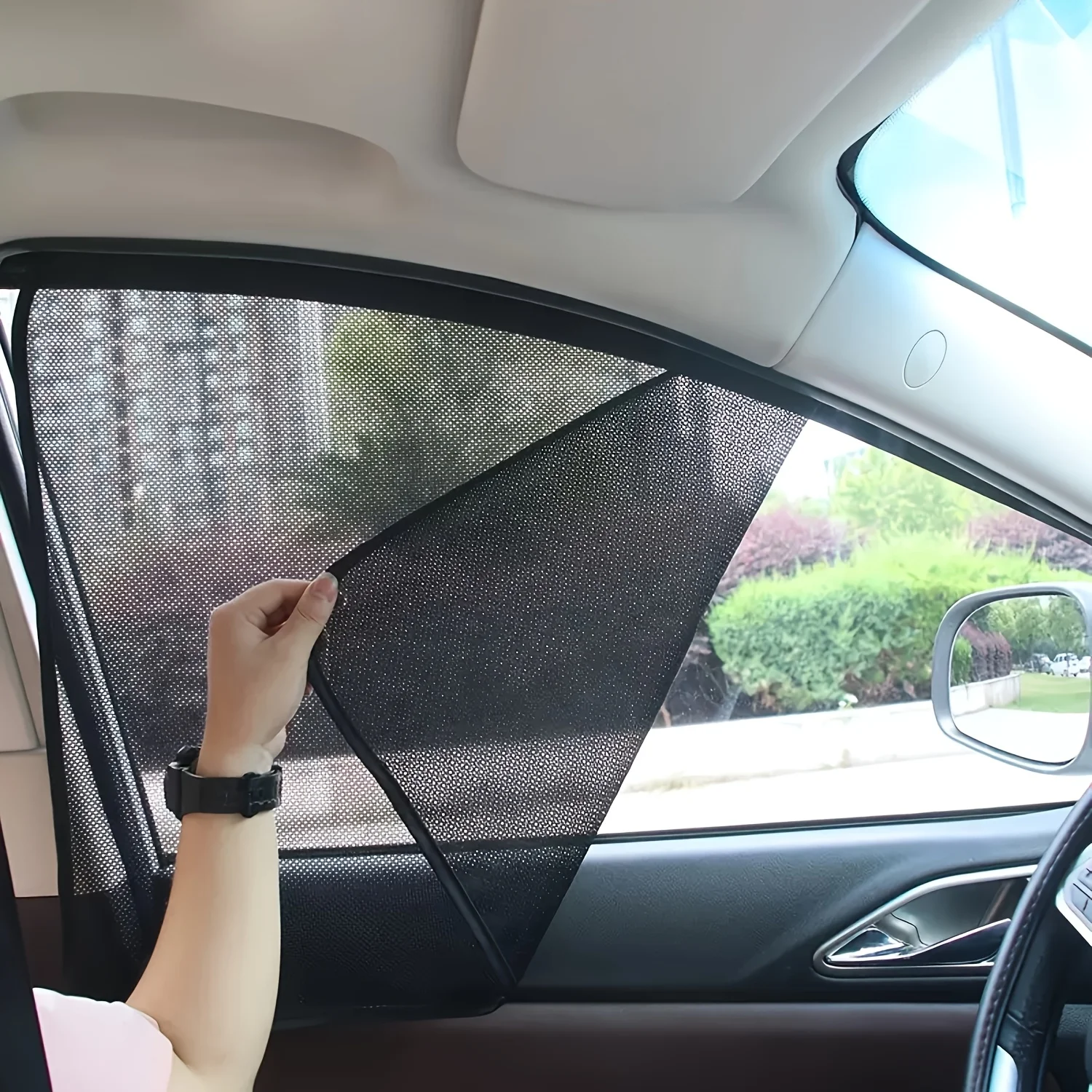 4 Stück Magnetische Vorder- und Heckscheiben-Sonnenblenden Sommer UV-Schutz Universelle Faltbare Fenster-Sonnenschutz mit Kleinen Löchern Auto-Zubehör – Detail 5