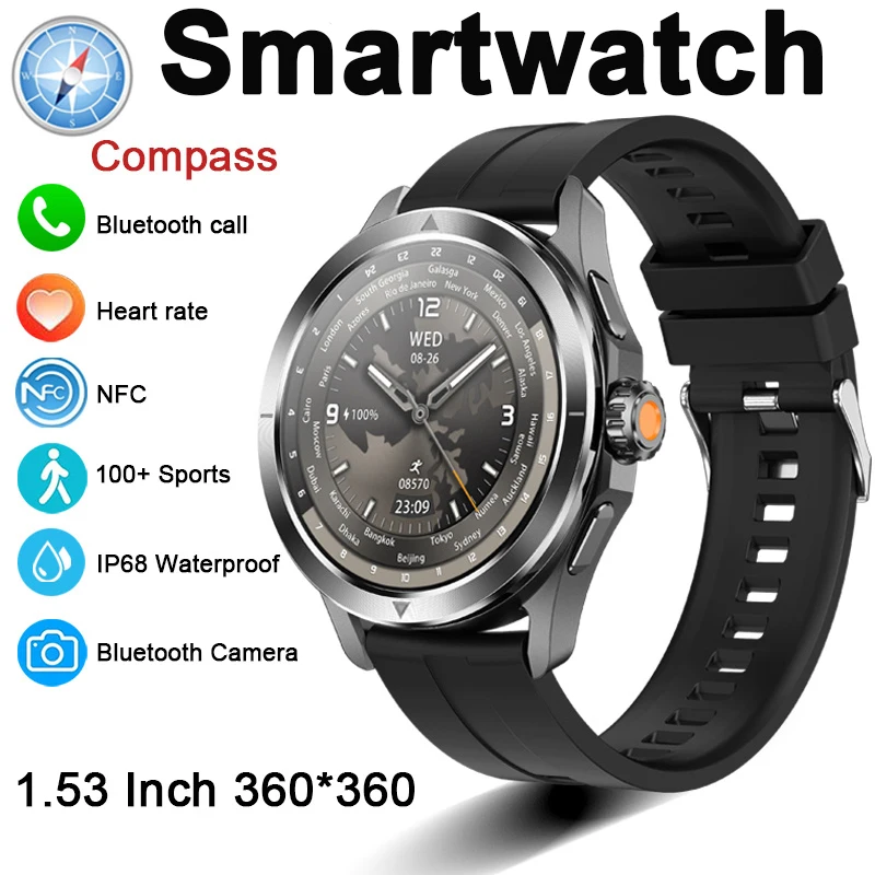 

New smartwatch outdoor sports compass GPS positioning system Bluetooth call heart rate weather waterproof smartwatch 2026 NEW