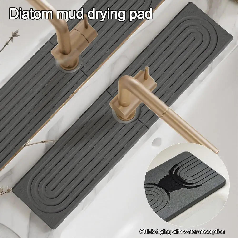 

2pcs/set Diatomite Faucet Draining Mat Splash Non-Slip Non-Slip Absorbent Pad Multi-function Sink Splash Mats