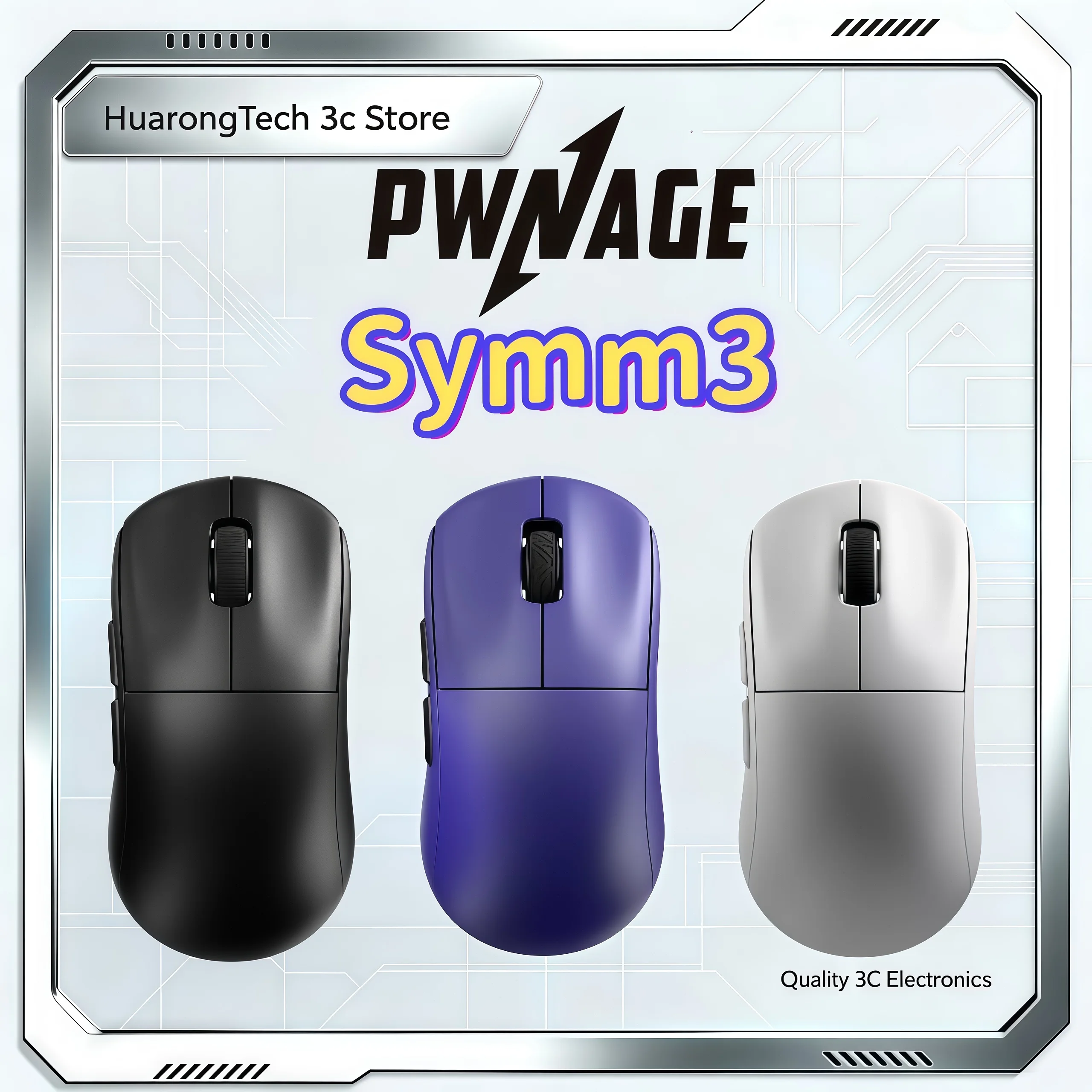 Pwnage Symm3 Mouse Hot Swap Micro DIY Shell Change Wireless 8K Mouse 8000Hz Nordic54 Lightweight PAW3950 Optical Sensor Mice