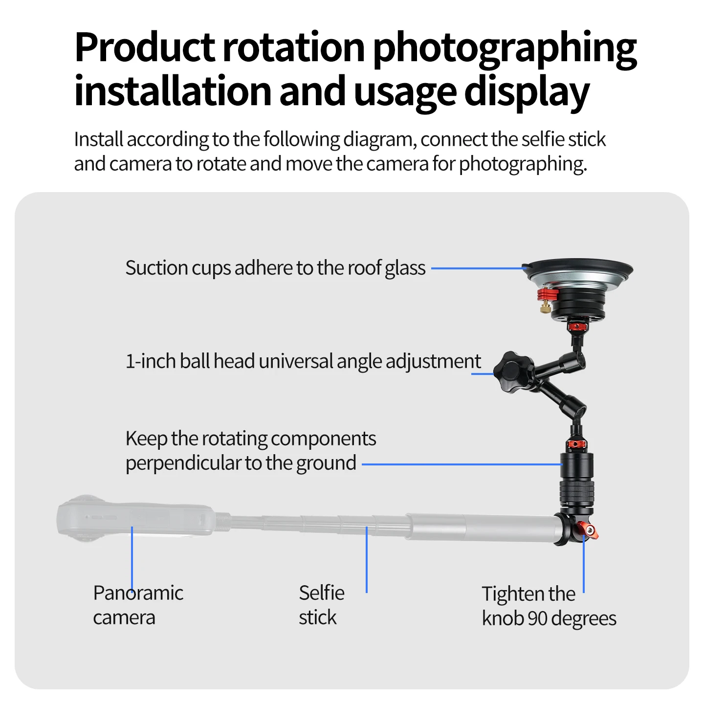Motorrad-Lenkerhalterung C-Klemme Kamerahalterung Reibungsarm für Insta360 X5 DJI Osmo Action POV-Erweiterung – Detail 4