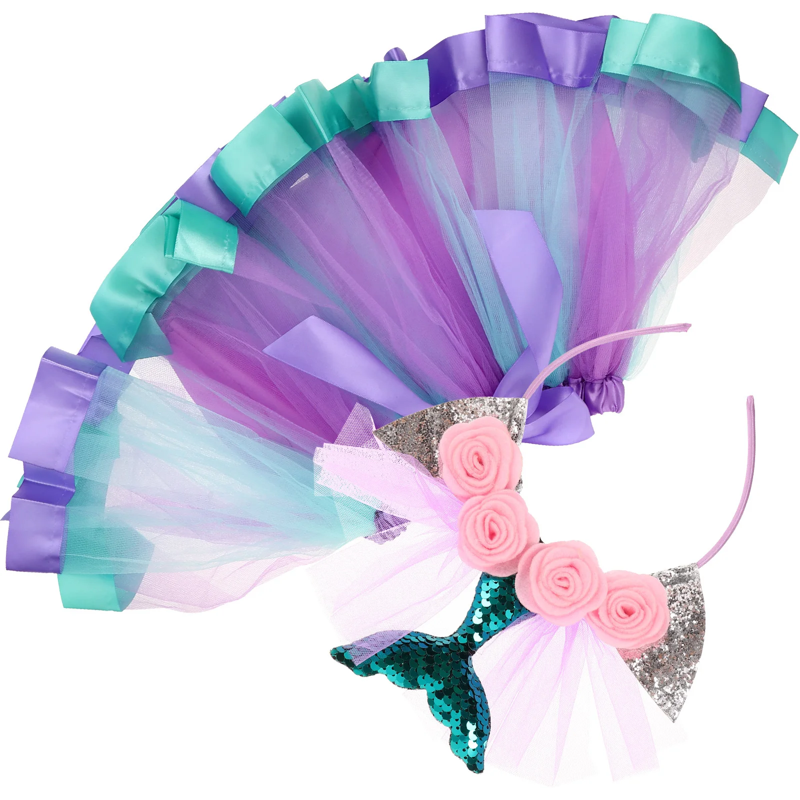 Colorful Tulle Tutu Skirt Headband Set Size Cosplay Ballet Costume Showing Dresses for Birthday Dance