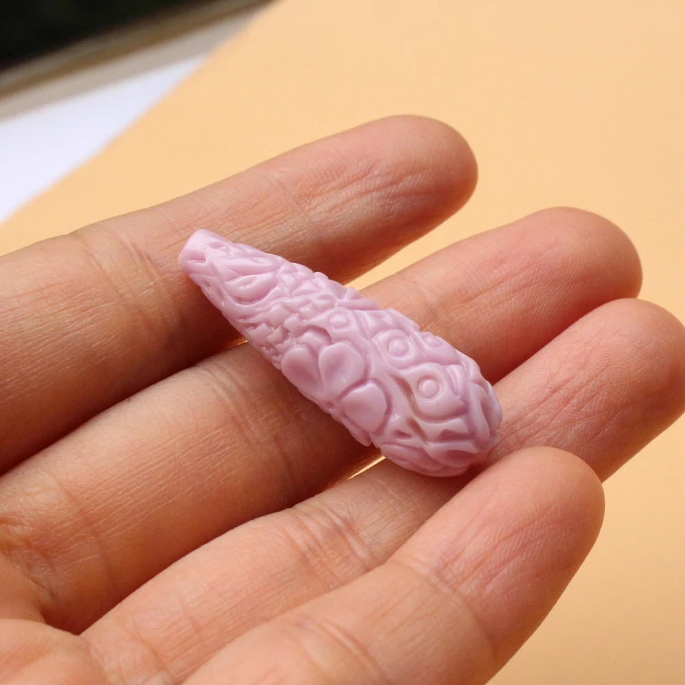 11mm×35mm Artificial Coral beads Carved Flower Bead Tear Drop Shape Cabochon Beige Green Mix Colors for Jewelry Earring making