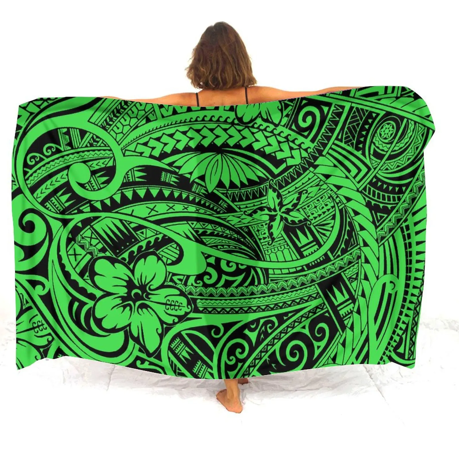 Hawaiian Beach Holiday Sarong Polynesische Tribal Print Samoa Party Schort Bloemenprint Dames Sarong Eendelige jas 2025, nieuw