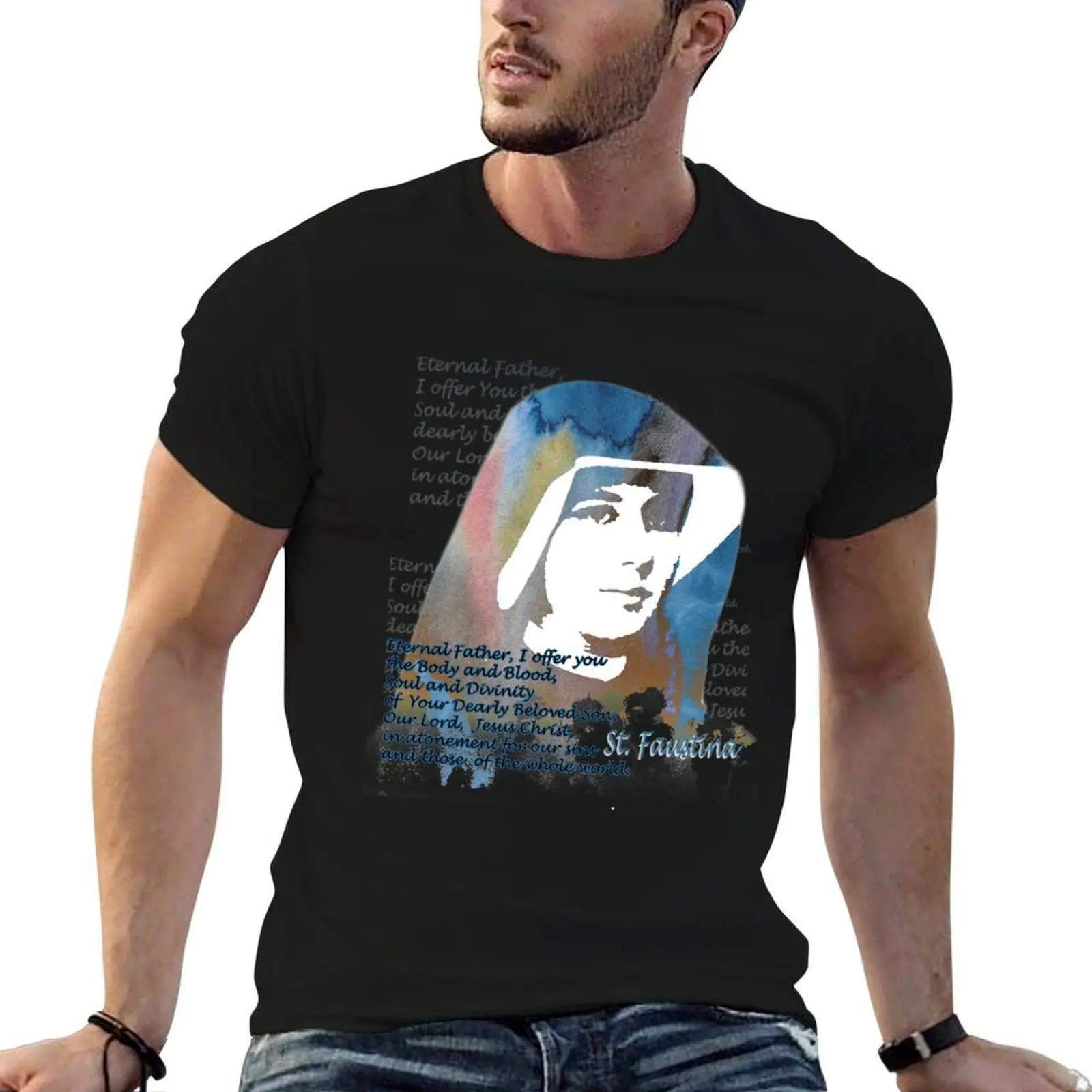 

Saint Faustina Kowalska 2 T-Shirt funny t shirts dark humor anime tshirt t shirt men 100% cotton luxury brand T-shirt
