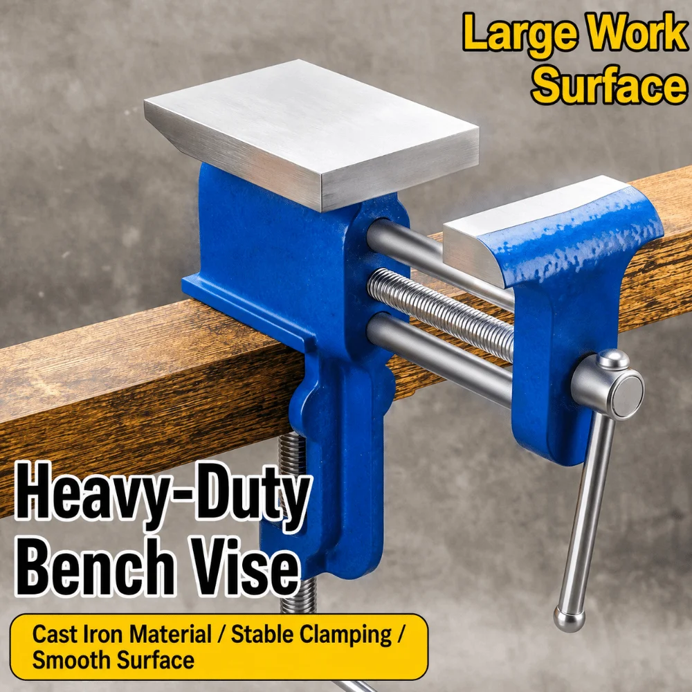 Industrial Grade Bench Vise Blue Coated Enlarged Widened Workbench Vice High Toughness Cast Iron Industrial Vise