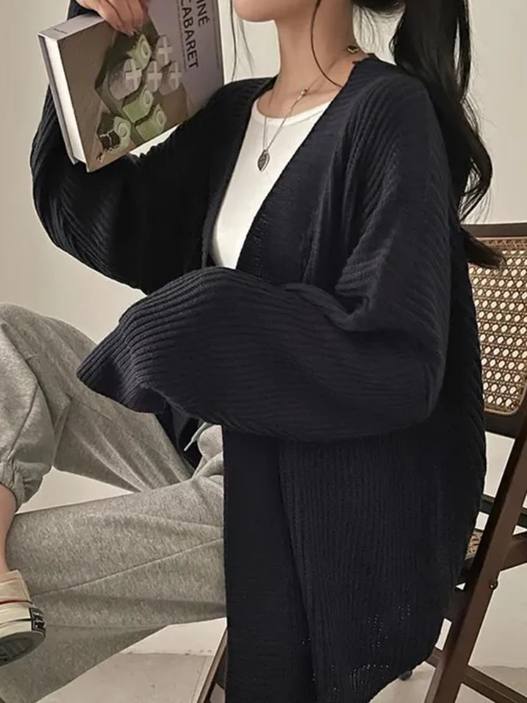 Koreanische frauen Pullover Lose Pullover Warme Solide Pullover Strickwaren Grundlegende Weibliche Tops Herbst Winter 2025, Strickjacke