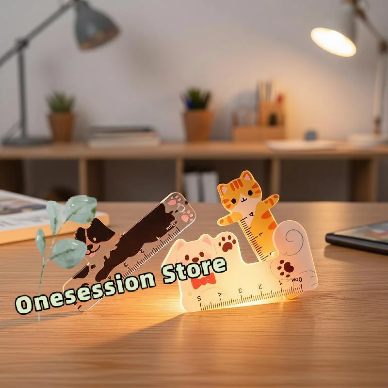 5Pcs 5cm Portable Cute Cartoon Animal Plastic Rulers Mini Straight Bookmark Ruler for Back to School Stationery Gift