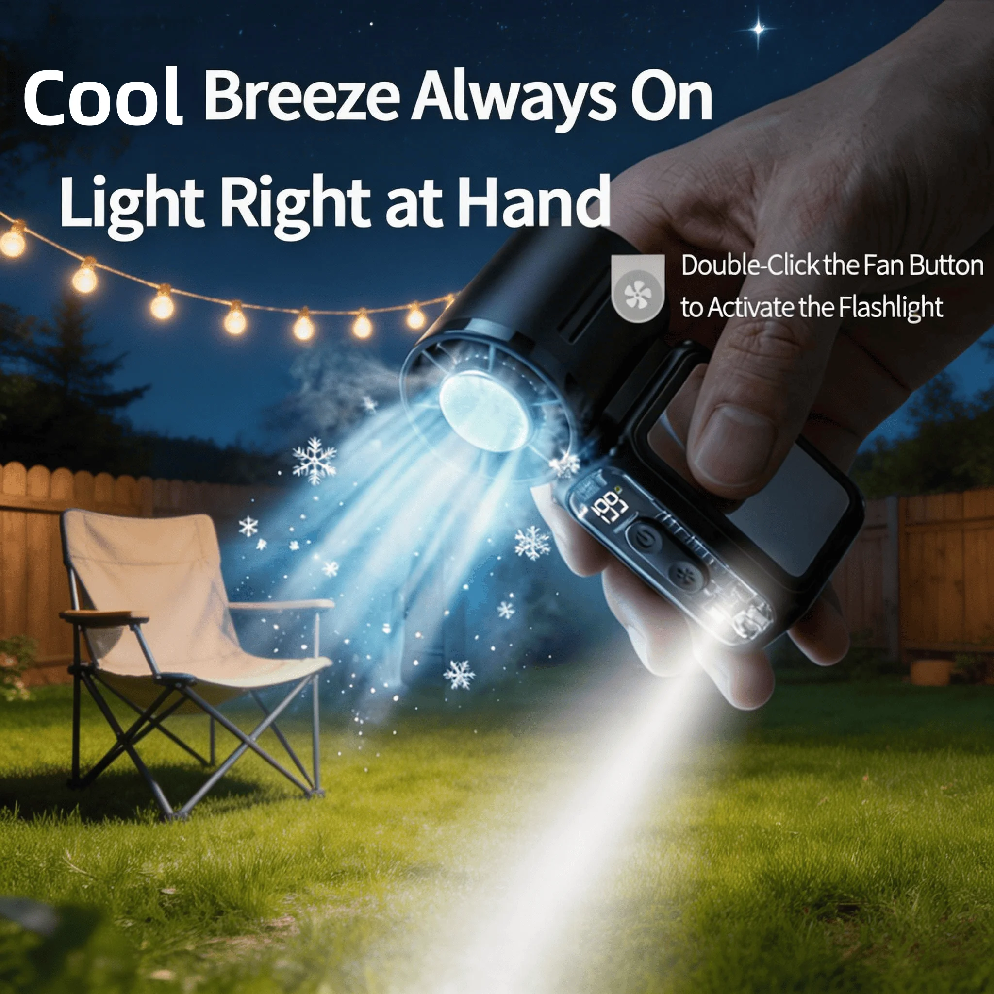 Portable Ice Cooling Fan,Handheld Neck Mini Fan With Makeup Mirror,5000mAh 13H Long Lasting,199 Speed Adjustable,LED Flashlight&SOS Light,Type-C Rechargeable Ultra Quiet Fan For Camping Outdoor Work Travel Dorm Truck,Gift Use,Random Cat/Butterfly Sticker