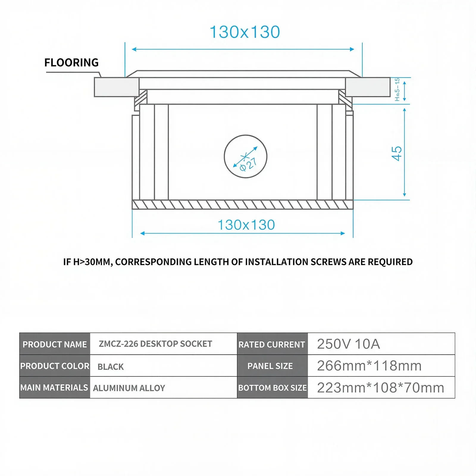 ​ ​ Enchufe de escritorio emergente multifuncional de tiro lento UE/EE. UU. con puertos USB/HDMI/RJ45/Tipo C-mesa de conferencias integrada de aleación de aluminio