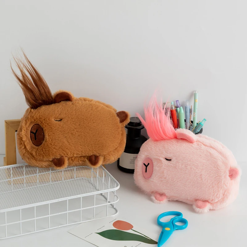 Large Capacity Creative Pencil Bag Cute Cartoon Capybara Stationery Storage Bag Multi-functional Pen Bag School Supplies