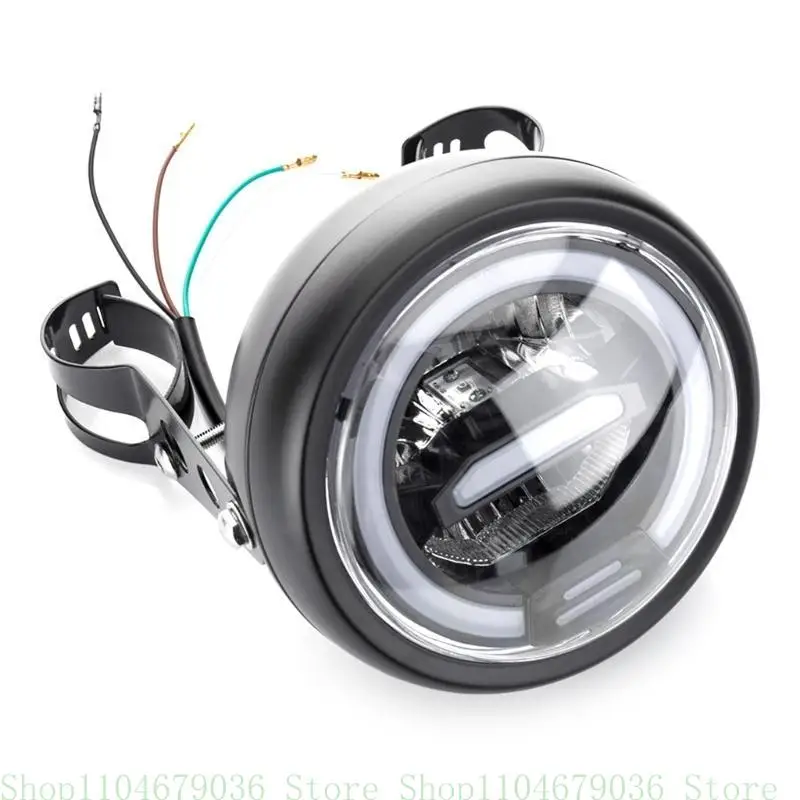 6.5 Inch Round LED Motorcycle Headlight with Brackets Assembly Suitable for Custom Bikes Cafe Racers Enhanced Visibility