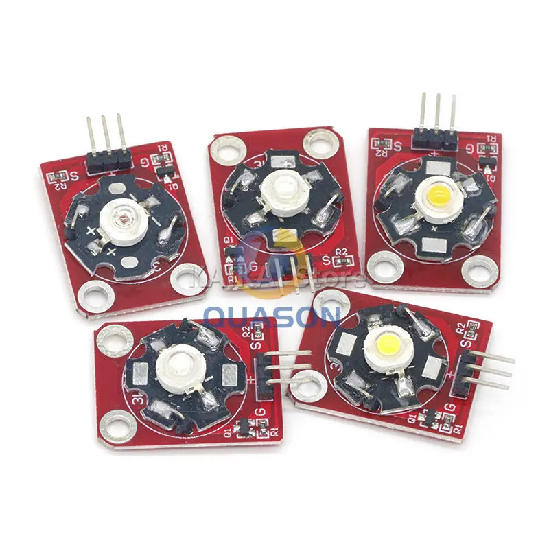 3W High Power LED Module Blue/Green/Purple/Red/White/Yellow LED with PCB Chassis for Arduino STM32 AVR