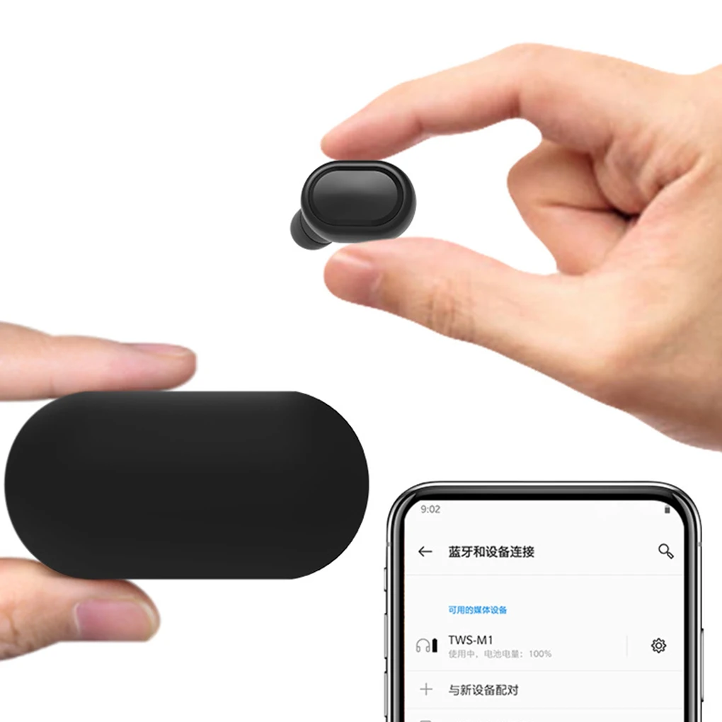 1 Pair Wireless Earphone Portable Stereo Bluetooth-compatible 5 0 10m Earbuds Indoor Outdoor Working Headset Pink