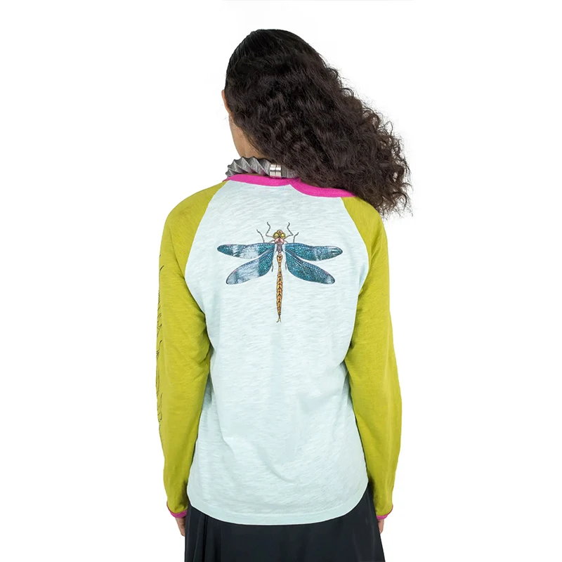Y2K Heaven Personalized Dragonfly Print Long Sleeve Thin Cotton Bamboo T-Shirt Unisex Summer Commute Style Creative Cartoon