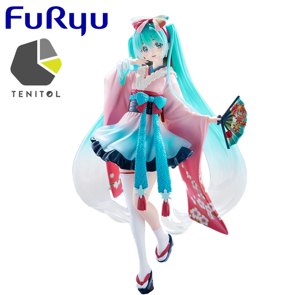 

Pre Sale Furyu Original Tenitol Vocaloid Hatsune Miku Kimono Kawaii Anime Girls Figures 22Cm Collectible Model Toys Gifts