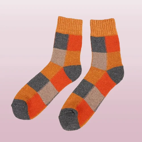 Chaussettes de neige à carreaux pour hommes et femmes, chaussettes mi-tube épaisses et doublées de sourire, chaussettes de serviette non ald, 3/6 paires