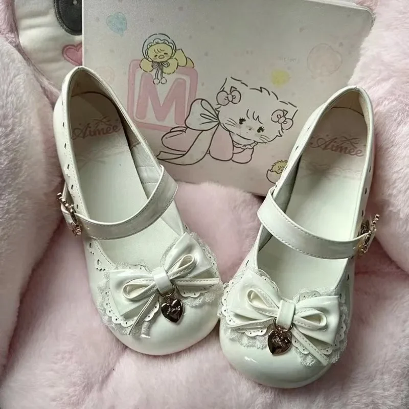 Japanese Kawaii Lolita Mary Janes Shoes Women Bow-knot Vintage Sweet Pumps Shoes Female Elegant Fashion Buckle Strap Shoes 2024