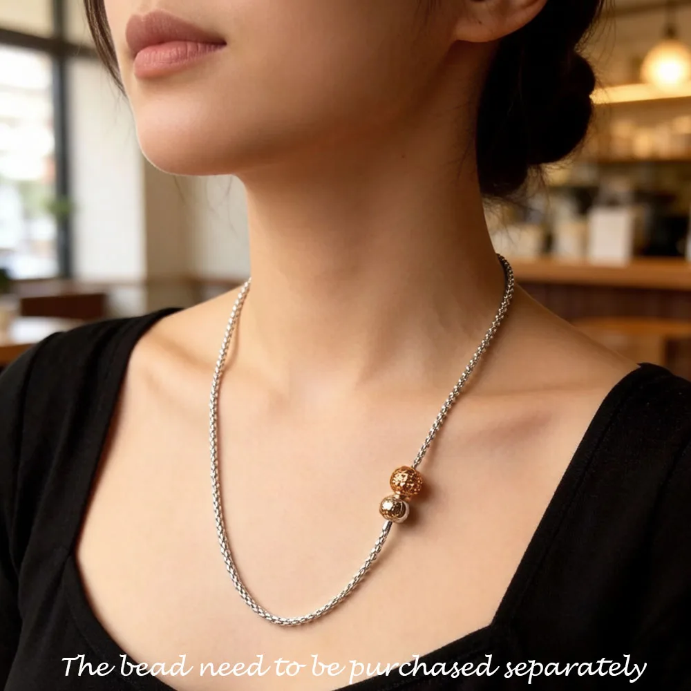 Necklace Basic Rose Glod,2017 Brand 925 Sterling Silver  Strand Fashion Jewelry Europe Style Bijoux Gift For Men Women Friend