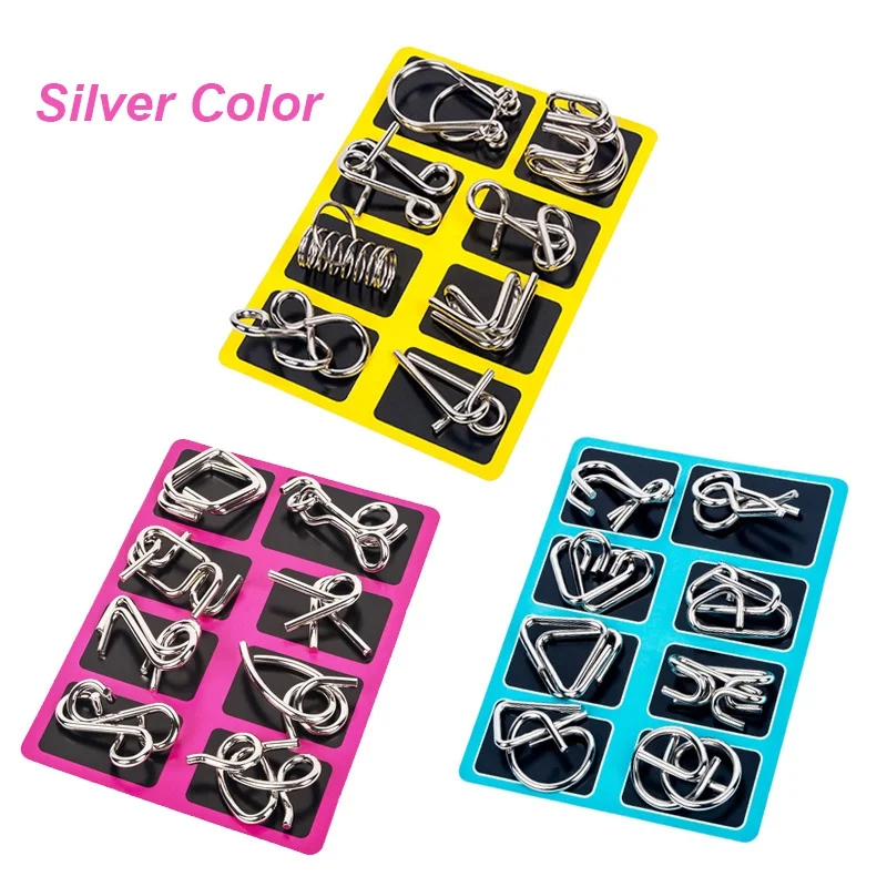 8-Piece Metal Brain Teaser Puzzle Set 5