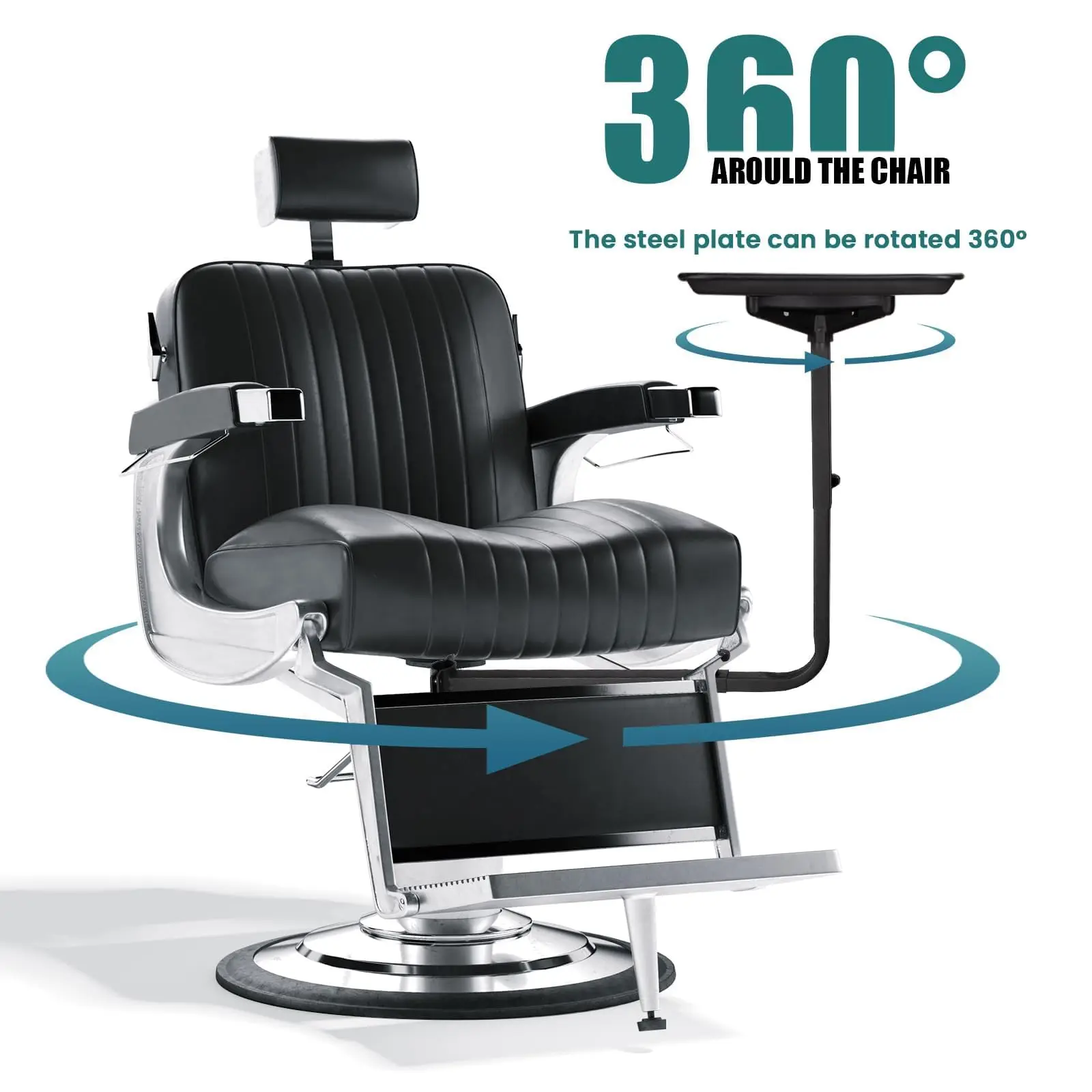 صينية صالون مرفقة بالكرسي، صينية صالون لمصففي الشعر، صينية كرسي حلاقة دوارة 360 درجة لأدوات تصفيف الشعر، شالونات الصالون