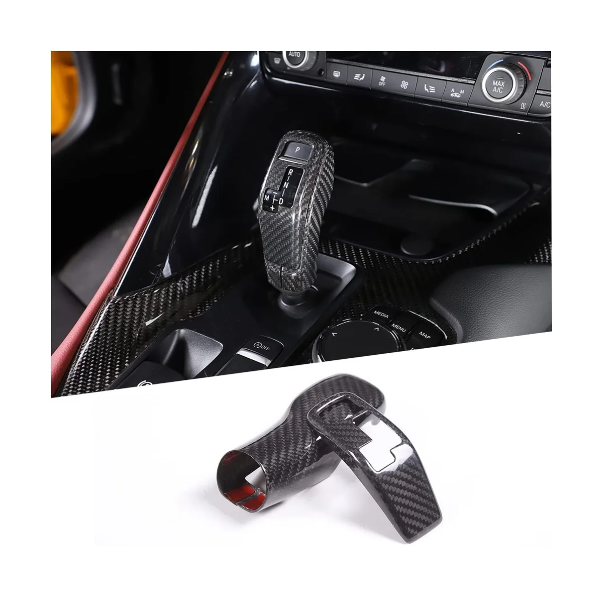 Dry Carbon Fiber Gear Shift Head Cover and Front Head Cover Set for Toyota Supra GR A90 A91 MK5 2019-2022,A