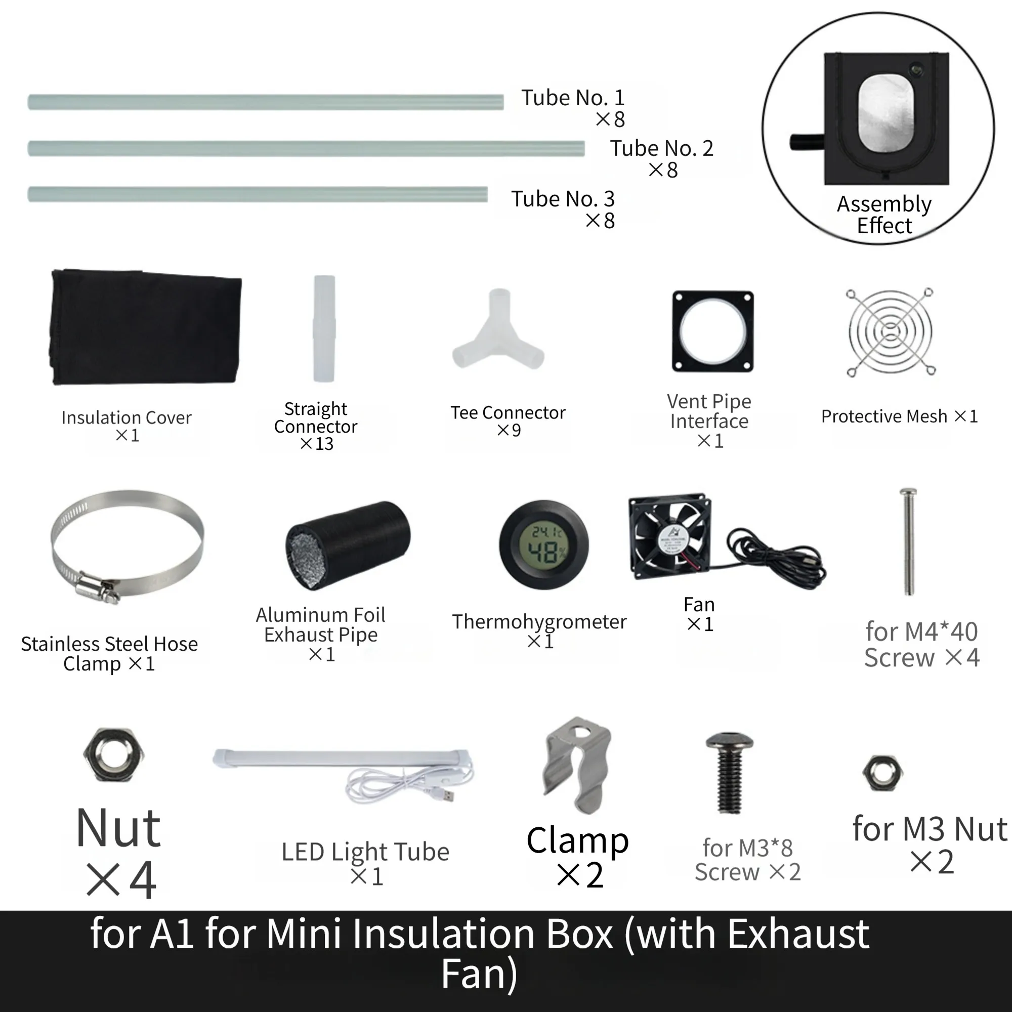 Insulated For 3D Printer Enclosure for Bambu Lab For A1 Mini Aluminum Foil Thermal Cover with Thermometer Hygrometer