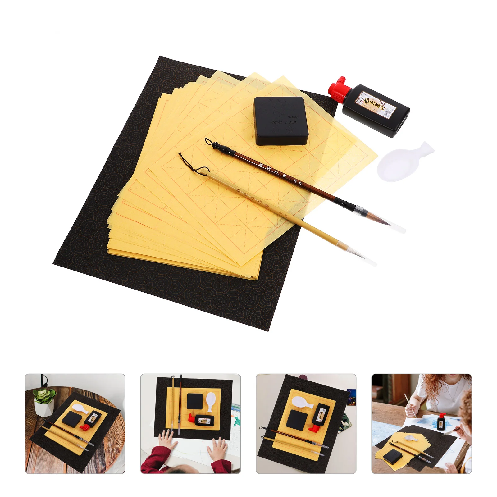 

Four Treasures of The Study Kit Calligraphy Brush Set Wood Chinese and Painting