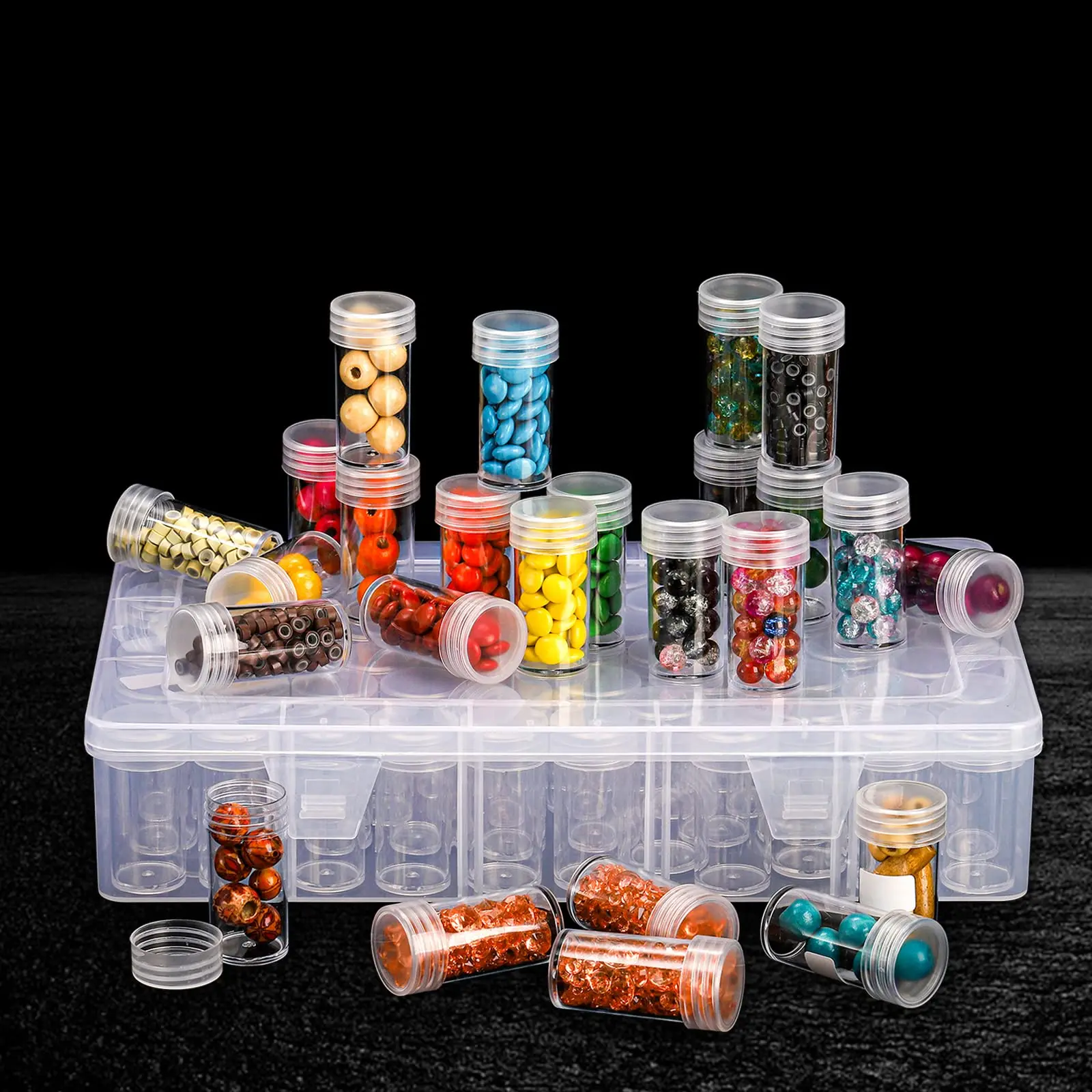 1pc 24/30//38/60 Slots Plastic Storage Box, DIY Diamond Painting Tool Beads Charms Jewelry Accessories Organizer Box view 3